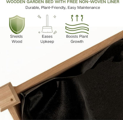8x2ft Outdoor Wooden Raised Garden Bed,Elevated Planting Planter Box for Vegetables/Garden/Lawn/Patio,Acorn Brown, 96 x 24 x 9in