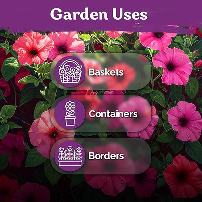 KVITER 2000 Shanin Wild Petunia Seeds for Planting (Pеtuniа viоlacea) – Violet Petunia Seed Packets Bulk – Annual Purple Flower Seeds to Plant Outside in Hanging Baskets, Flower Garden, Containers