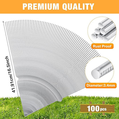Tatuo 100 Pcs Yard Sign Stakes Heavy Duty 16.5'' Wire Yard Stakes Alternative to H Frame Metal Reusable Sign Holder for Spring Summer Lawn Corrugated Plastic