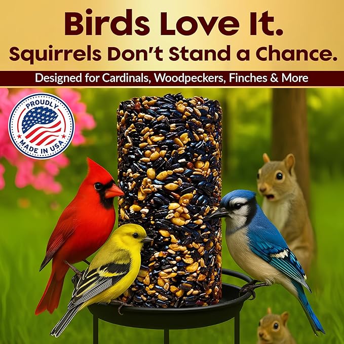 Hot Pepper Bird Seed Cylinders with Hole – Squirrel Proof Bird Seed Spicy – Perfect for Cardinals, Woodpeckers, Finches, Blue Jay & More – Wild Birdseed with No Filler – USA Made (6" x 7.75")