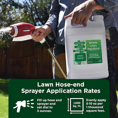 Simple Lawn Solutions - Liquid Iron Darker Green - Chelated Micronutrients - Concentrated Booster for Lawn, Indoor Plants and Outdoor Garden (2.5 Gallon)