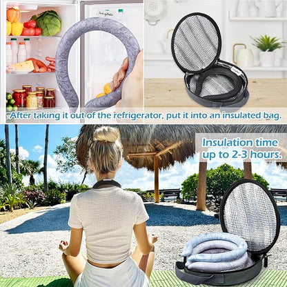 2PCS Neck CoolingTube with Insulated Bag, Reusable Ice Coolers Wearable Body CoolingProducts, Neck Coolers for HotWeather