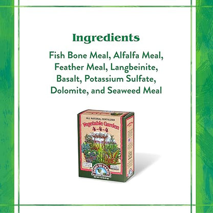 Down To Earth All Natural Fertilizers Organic Vegetable Garden - Plant Food for Vegetables, Herbs, Greens and Raised Beds 4-4-4, 1 lb