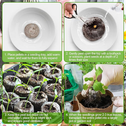Legigo 300 Pcs 30mm Peat Pellets Seed Starter Soil Pods- Seedling Soil Peat Pods for Seed Starting, Compressed Seed Pod Root Starter Plugs for Garden Plant Cuttings Planting Herb Flower and Vegetables