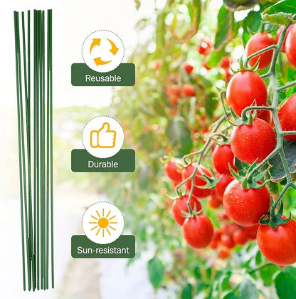 Tanlade 100 Pcs 4 ft/ 48 inches Garden Stakes Plants Tomato Stakes Metal Plant Sticks Support Plastic Coated Sturdy for Potted Plant, Tomato, Beans, Trees, Outdoor Indoor