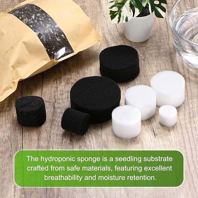 50-Pack Hydroponics Sponges, 2.76 Inch Growing Media Cylindrical Sponges for Planting Gardening Tool/Grow Seedlings/Home Vegetable Flower, Soilless Cultivation Seedling [Black]