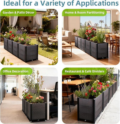 Large Raised Planter Box Outdoor Self Watering 62.9"x15.7"x19.7" , Deep Raised Garden Bed - Elevated Garden Box with Drainage Plug, Rectangular Garden Planter Perfect for Patio Balcony Deck