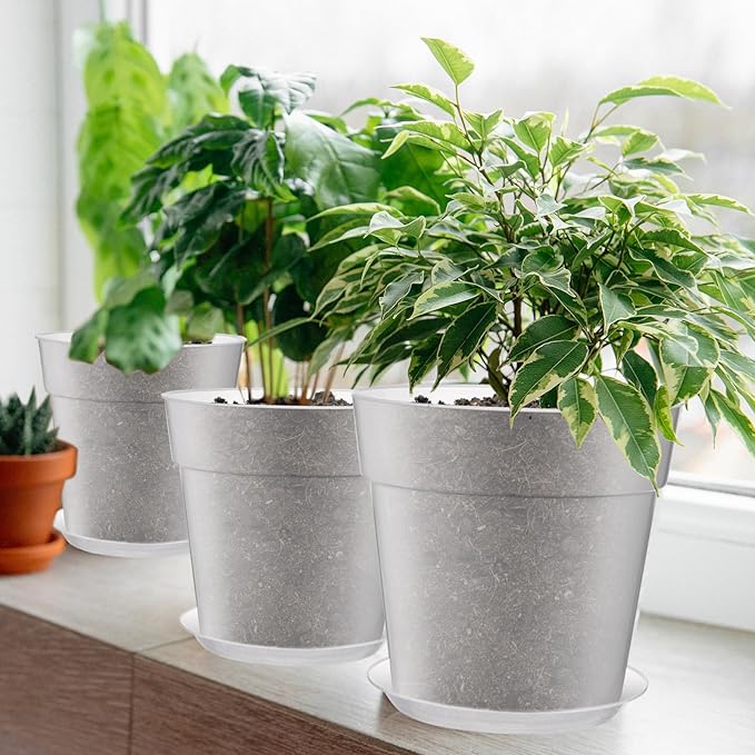 Baderke 3 Pack Clear Nursery Pot Plastic Nursery Pot Large Plant with Drainage Holes for Root Health Indoor Outdoor(8 Inches,9.25inches,9.65inches)