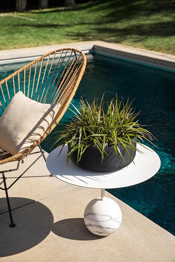 Veradek Mason Series Kona Bowl Planter - Round Planter for Indoor or Outdoor Tabletop/Balcony | Durable Plastic-Stone Composite Material | Modern Décor for Flowers, Succulents, Small Plants
