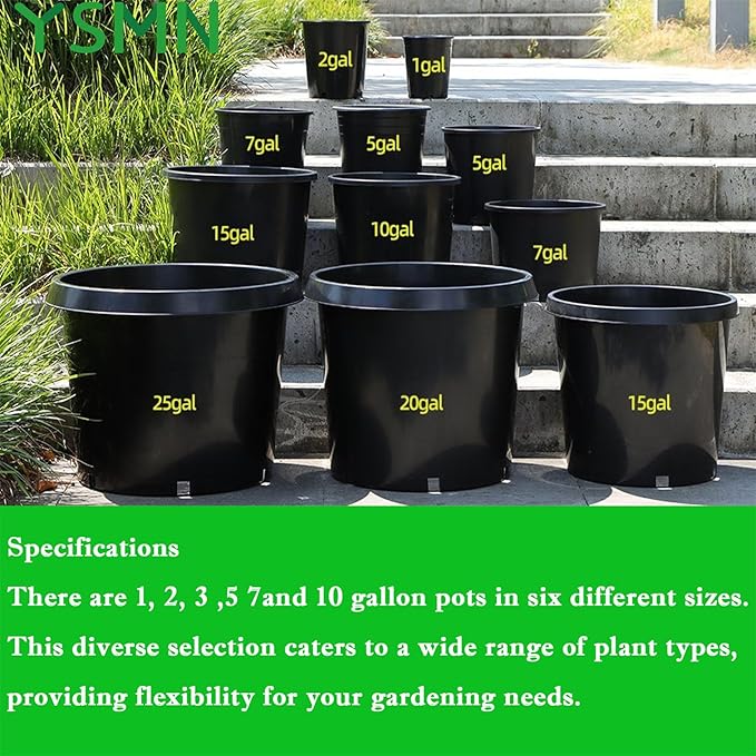 Nursery Pots with Drainage Holes Pack of 5 Pcs 15 Gallon and Plant Label Flexible Seedling Pots Seed Starting Planter for Indoor Outdoor Flowers Succulents Cactus