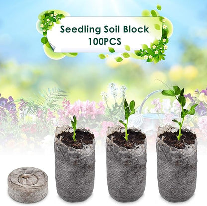 PACETAP 100 Pcs 40mm Peat Pellet Seed Starter Soil, Compressed Seed Fertilizer Nutrient Soil Block, Germination Seedling Pods for Growing Herbs, Plant, Flowers, Vegetables