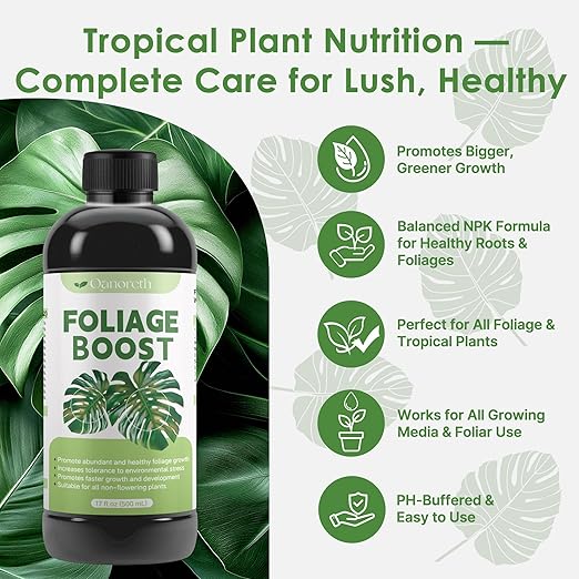 Foliage Fertilizer—Tropical Plant Fertilizer Precision Formula for Monstera, Philodendron, Alocasia, Calathea, Ferns & All Indoor Houseplants, MonsteraFertilizer for Foliage Green Growth& Strong Roots