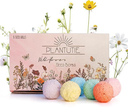 Wildflower Seed Bomb Gift Box – 6 Colorful Hand Rolled Seed Balls for Easy Gardening – Pollinator-Friendly, Made in The USA by Small Business – for Gardeners & Flower Lovers