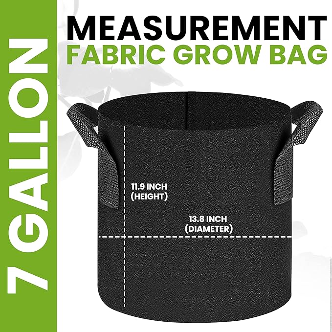 Utopia Home 3-Pack 7 Gallon Fabric Grow Bags, Heavy Duty Thickened Fabric Planters Pots, Aeration Fabric Pots with Handles, Nonwoven Fabric Bags Suitable for Vegetables Flowers Mushroom (Black)