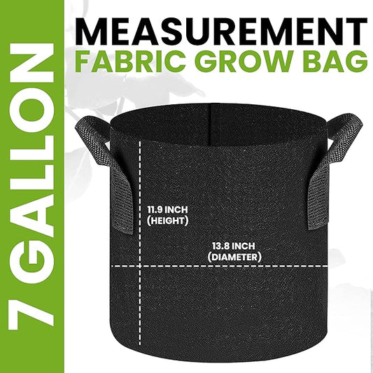 Utopia Home 3-Pack 7 Gallon Fabric Grow Bags, Heavy Duty Thickened Fabric Planters Pots, Aeration Fabric Pots with Handles, Nonwoven Fabric Bags Suitable for Vegetables Flowers Mushroom (Black)