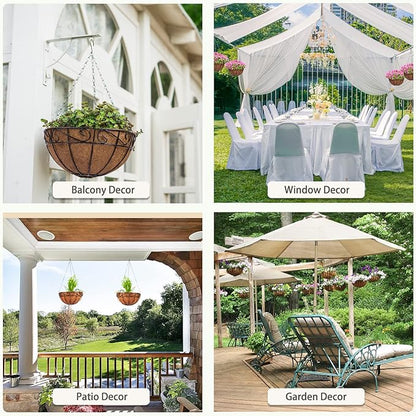 GreatBuddy 4 Pcs Coconut Hanging Basket Liners 16 Inch, Sturdy Round Coco Liners for Planters, Perfect Replacement for The Old, 100% Natural, Easy to Straighten Out