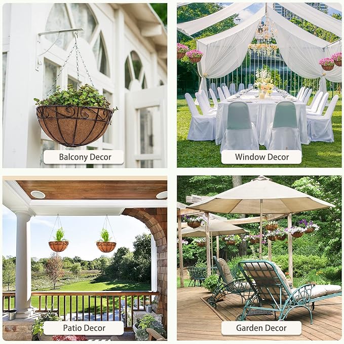 GreatBuddy 4 Pcs Coconut Hanging Basket Liners 12 Inch, Sturdy Round Coco Liners for Planters, Perfect Replacement for The Old, 100% Natural, Easy to Straighten Out
