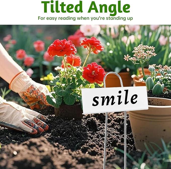 20 PCS Metal Plant Labels for Outdoor Garden Weatherproof, Reusable Metal Plant Markers, for Plants Herb Seedlings Flowers (White)
