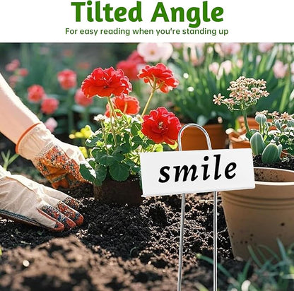 20 PCS Metal Plant Labels for Outdoor Garden Weatherproof, Reusable Metal Plant Markers, for Plants Herb Seedlings Flowers (White)