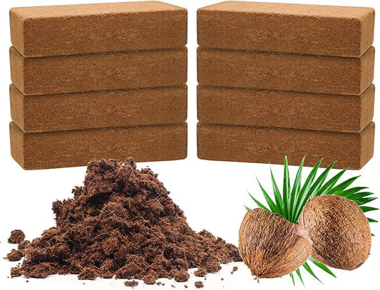 8 Pack Premium Coco Coir Bricks, Coco Coir for Plants, Coconut Fiber Substrate with Low pH & EC, Organic Coconut Fiber for Indoor & Outdoor Gardening and Potting Mix
