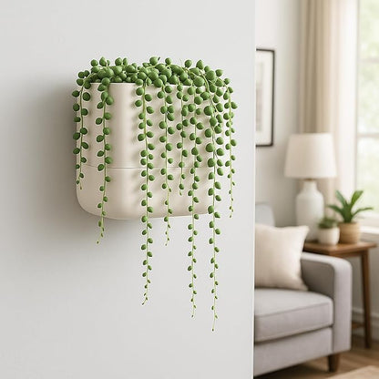 Phoenix Vine 6.5-Inch Wall Mounted Self-Watering Planter Pot for Indoor Houseplants and Herbs | Hanging Planter for Window Sills, Bathroom Walls, Home & Office Décor, Oatmeal, Set of 1, 01-WP-D-1