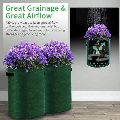 JJGoo 4 Pack Potato Grow Bags 10 Gallon with Flap, Heavy Duty Fabric with Handle and Harvest Window, Non-Woven Planter Pot Plant Garden Bags to Grow Vegetables Tomato, Blackish Green