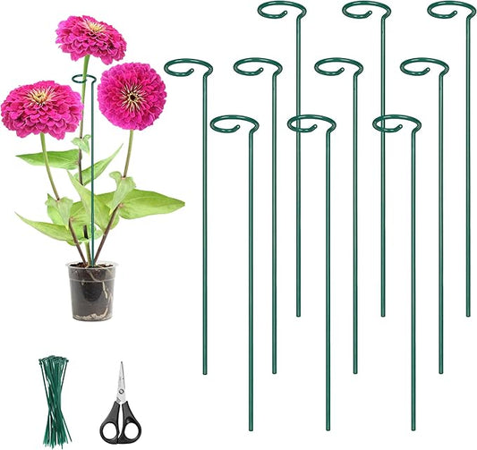 Kingsyard 36 Inch Plant Support Stake - 10 Pack, 4.5mm Thick All Metal Garden Plant Support Stakes for Indoor Plants Single Stem Flowers Dahlia Lily Rose Peony Hydrangea Tomatoes Sunflower Gladiolus