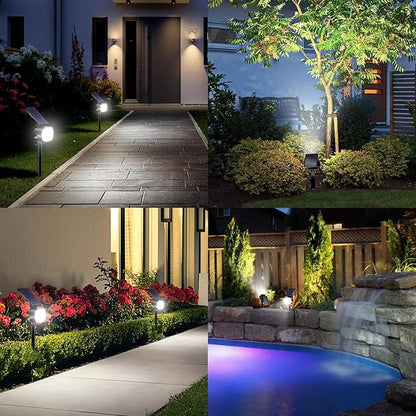 hyrion Solar Spotlight Outdoor Waterproof Ip65 23 LED 3 Lighting Mode 2-in-1 Solar Powred Yard Spot Lights for Garden Tree Law Pathway 6 Pack Cool White