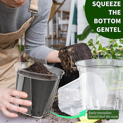 30 Pack Clear Nursery Pots for Plants, 5.5/5.9/6.3 Inch Reinforced Plastic Plant Pots with Drainage Holes High Transparency Plant Pot Seed Starter Pot High Transparency with 20 Plant Labels