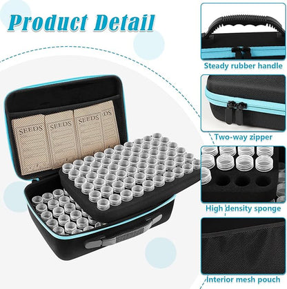 120 Slots Seed Storage Organizer with 20 Seed Envelopes, Sturdy Seed Organizer Storage Box with Zipper Bag Label Stickers(Seeds not Included), Seed Storage Container for Flower Plants Garden