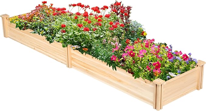 Topeakmart Wooden Elevated Raised Garden Bed Kit Divisible - Garden Planter Boxes for Vegetables Outdoor Outside 95x 25 x 11inches