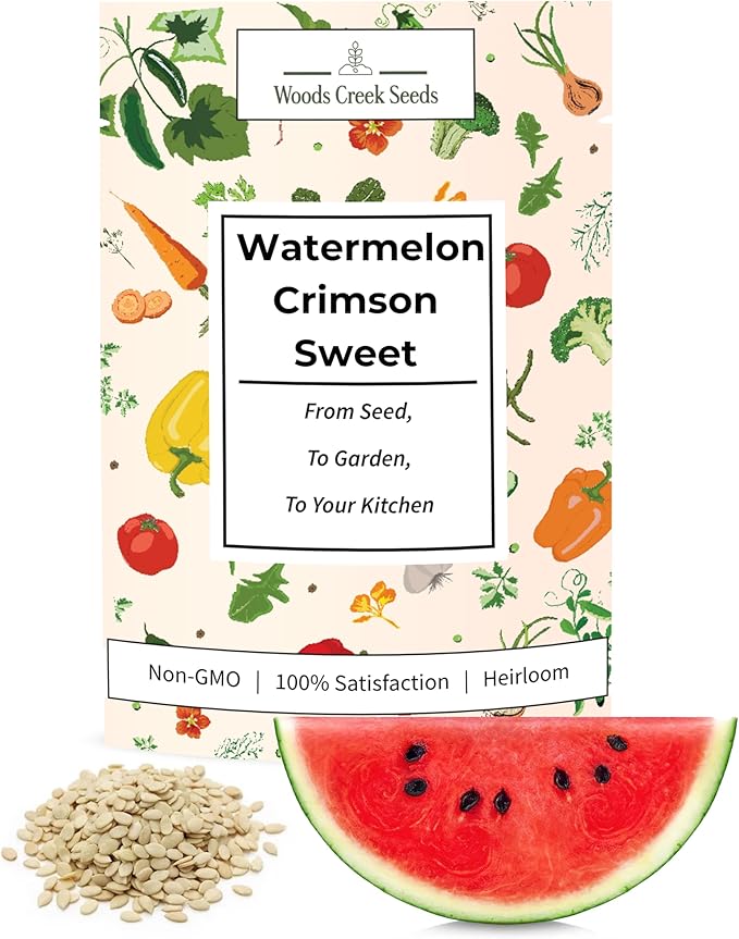 Crimson Sweet Watermelon Seeds for Planting – Heirloom, Non-GMO Watermelon Seeds for Home Gardens, Large Sweet Red Watermelons with Seeds | Woods Creek Seeds
