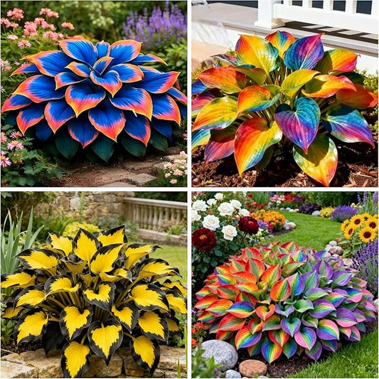 355+ Rainbow Hosta Seeds Heart Shaped Leaves, Hostas Seed for Planting Drought Tolerant Colorful Hosta Plants Outdoor Garden