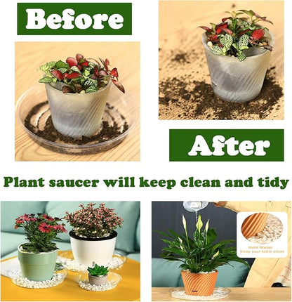 9 Packs 12 Inches Large Clear Plant Saucers for Indoor Outdoor Use Heavy Duty Plastic Plant Trays for Planter Flower Pot Drip Trays to Catch Water, 4 to 20 Inch, Round Transparent