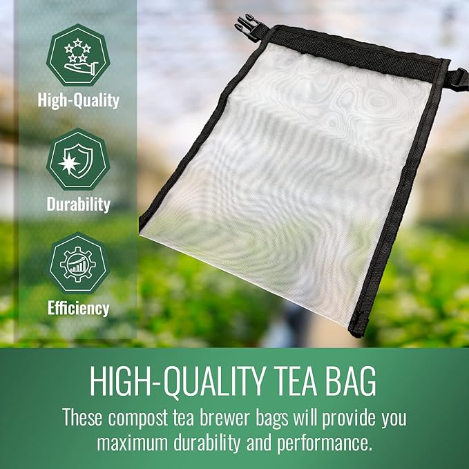 Bubble Magic Compost Tea Bag, Infuser, Strainer, Fine Mesh for 15 Gallon Brewers, Plant Nutrients Extractor, Make Natural Liquid Fertilizer from Organic Material, Small 9.5” x 13”