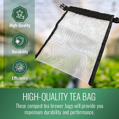 Bubble Magic Compost Tea Bag, Infuser, Strainer, Fine Mesh for 15 Gallon Brewers, Plant Nutrients Extractor, Make Natural Liquid Fertilizer from Organic Material, Small 9.5” x 13”