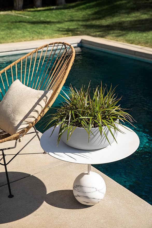 Veradek Mason Series Kona Bowl Planter - Round Planter for Indoor or Outdoor Tabletop/Balcony | Durable Plastic-Stone Composite Material | Modern Décor for Flowers, Succulents, Small Plants