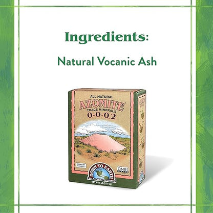 Down To Earth All Natural Fertilizers Organic Azomite Powder Trace Minerals - Essential Minerals for Improving Plant Growth 0-0-0.2, 5 lb