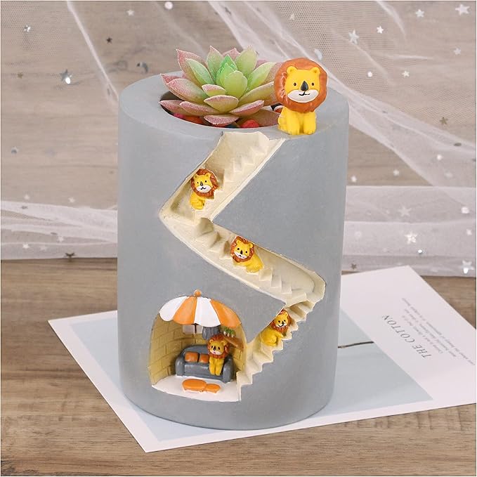 Segreto Creative Plants Pot Flower Pots Resin Planters Vase Home Decor for Succulents,Flower,Cactus,Gardening Decoration, Indoor, Lion