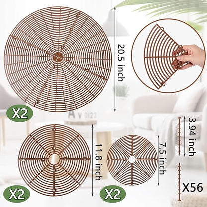 6 Pcs Plant Pot Grid Soil Protector Covers Cuttable Flower Protector from Animals Cat Digging Stopper Plant Pot Cover with Stakes for Indoor Outdoor Gardening (20.5 +11.8+7.5 Inch,Brown)
