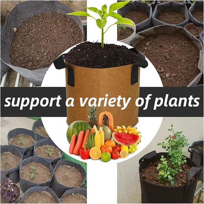 Grow Bags,Growing Pot Bags Garden Grow Bag Indoor Outdoor Fabric Aeration Plant Pot Container Flower Vegetable Pouch (Coffee,7 Gallon)