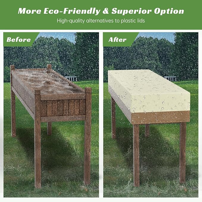 Decoroca 2’x6’ Planter Boxes Cover - Elevated Planter Boxes Protects with All-Natural 600D Nylon & Water-Resistant Coating - Strong Enough to Withstand Weed Seeds, Heavy Rain & Snowfall
