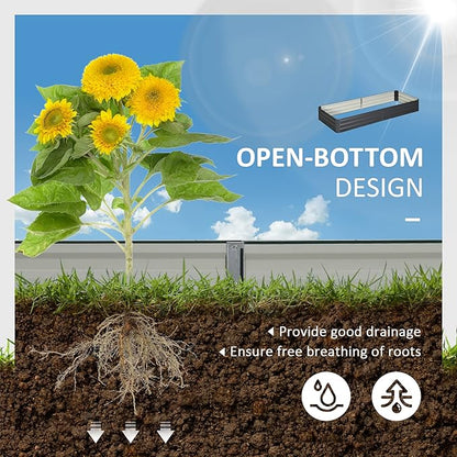 Outsunny Galvanized Raised Garden Bed, 8' x 3' x 1' Metal Planter Box, for Growing Vegetables, Flowers, Herbs, Succulents, Gray
