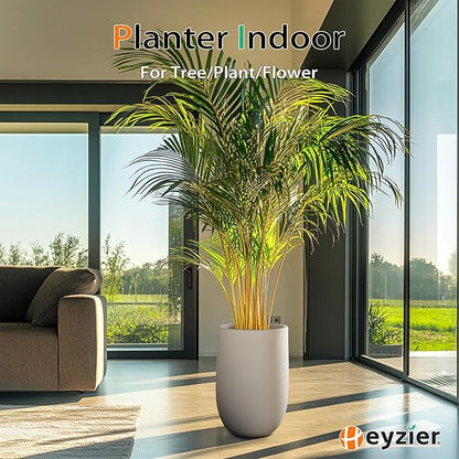 Concrete Planter Outdoor Indoor, Large Tall Cement Plant Pots for Trees Flowers (Gray, 22 inch)