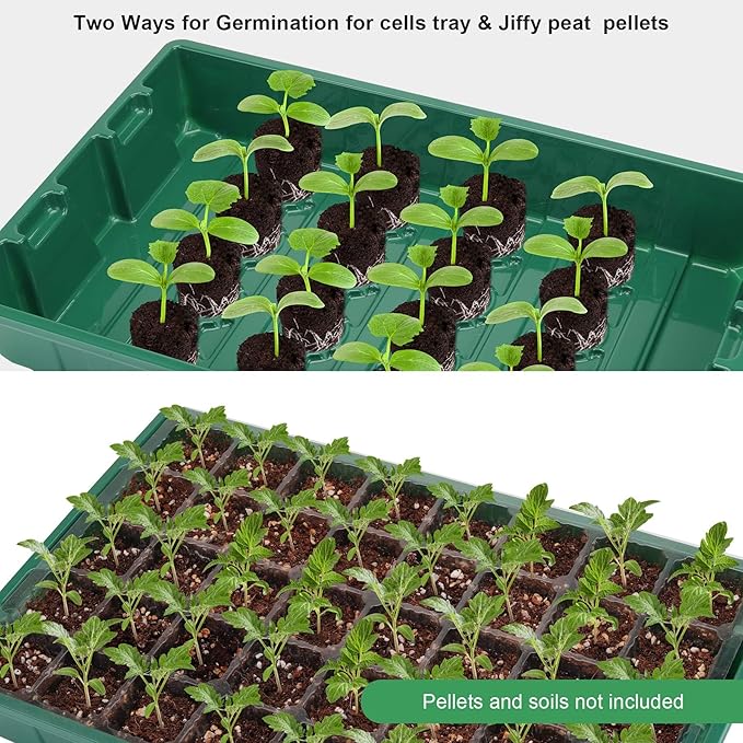 MIXC Seedling Trays Seed Starter Tray, 10-Pack Mini Propagator Plant Grow Kit Greenhouse with Humidity Vented Domes and Base for Seeds' Starting (40 Cells Per Tray, Total 400 Cells), Green