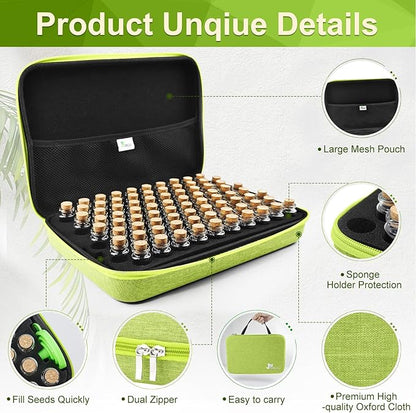 80 Slots Seed Storage Organizer with 40 Seed Envelopes, Sturdy Organizer Storage Box with Label Stickers, Glass Container for Flower Vegetable Garden Seed Saving (Seeds not Included)