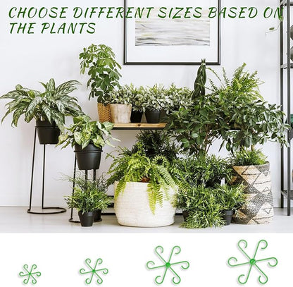 4 Pcs Plant Stem Supports for Indoor Plants, Assorted Sizes Plastic Plant Stabilizer Growth Accessories Plant Stakes Holders for Monstera Potted Climbing Plant (4, Green)
