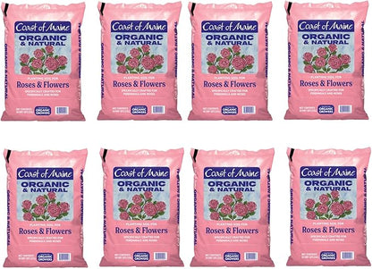 Coast of Maine Organic & Natural Planting Soil for Roses & Flowers - Premium Garden Soil w/ Composted Manure, Sphagnum Peat Moss for Multi Use In Ground & Containers - Enhanced Drainage (20 Qt)