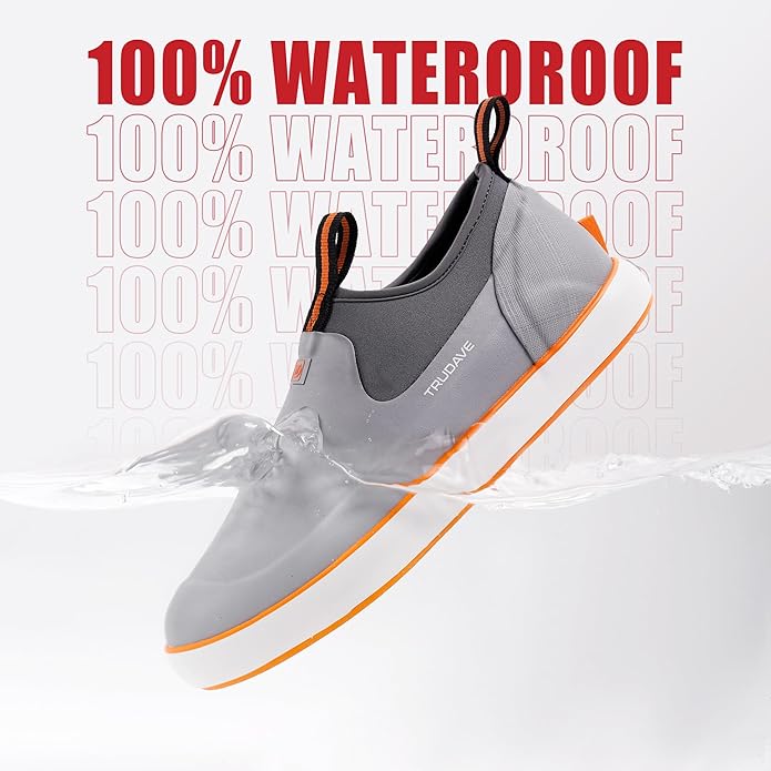 Trudave Deck Shoes for Men, Waterproof Fishing Shoe Anti-Slip Ankle Rain Shoe for Men, Yard Garden Shoes for Farming & Outdoor Work