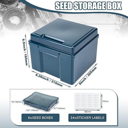 Dark Green Seed Storage Box With 6 inner 5×7 inch small boxes, Portable tool storage box for fishing,Seed Packet Storing Organizer,Photo Storage Box